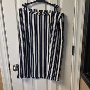 Cato Navy and White Striped Pencil Skirt